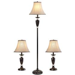 Smeike Three Pack Lamp Set (2 Table Lamps, 1 Floor Lamp), 3-Piece Floor and Table Lamp Set for Living Room, Bedside, Bedroom, Office, 24'' and 61.4'' (H)