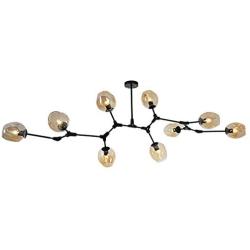 Nordic 9 Lights Sputnik Chandelier,Adjustable Branches Brass Hanging Ceiling Light Fixture,Magic Bean Chandelier,Vintage Pendant Lighting for Dining Room Living Room Kitchen-Yellow 9 Lights