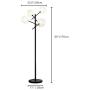 Dellemade Sputnik Chandelier Floor Lamp for Bedroom,4-Lights Clear Glass Shade Floor Light for Living Room,Black