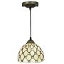 LITFAD Jeweled Pendant Lighting Tiffany Style Glass Drop Ceiling Lighting Art Decoration Ceiling Hanging Light for Dining Room Restaurant Coffee Shop Bar- 7.5''(19 cm)