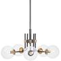 MOTINI 5-Light Sputnik Chandelier with Clear Glass 5LT Modern Pendant Geometric Light Rod Hanging Lighting Indoor 27''x 27''x11'', Black/Brushed Brass