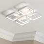 Leniure White Square LED Light Ceiling Lamp Chandelier Lighting Fixture 18'' Wide 18'' Deep 6'' High, Dimmiable