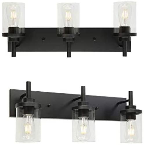 ELUZE Vanity Lighting 3 Lights Modern Bathroom Fixtures with Clear Glass Shade Vanity Lights for Living Room Kitchen Dining Room