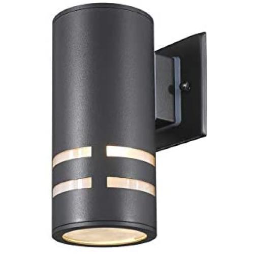 TENGXIN Outdoor Wall Sconce,Up/Down Porch Light,Stainless Steel 304 and Toughened Glass,E27,UL Listed. (Black,8.7” Height)