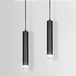 MOTINI 1-Light LED Pendant Light Adjustable Height Mini Modern Black Pendant Light Fixture for Kitchen Island Dining Room Bedroom, 7W Warm White 3000K