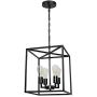 4-Light Industrial Metal Farmhouse Chandelier Black Lantern Pendant Light Hanging Light Fixture for Kitchen Island Living Room Foyer Dinning Room Bedroom