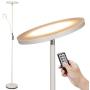 Led Floor Lamp - Soarz Torchiere Floor Lamp with Adjustable Reading Lamp,2000lumens Main Light and 400lumens Side Reading Light for Living Room, Bedroom, Office, Working with Remote Control, White