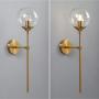 BOKT Glass Globe Wall Sconce Mid Century Wall Light Fixture Bedroom Lighting Nordic Living Room Background Wall Lamp Mirror Headlights (Clear)