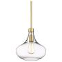 Asni Antique Brass Mini Pendant Light 11'' Wide Modern Mouth Blown Clear Glass Fixture for Kitchen Island Dining Room - Possini Euro Design