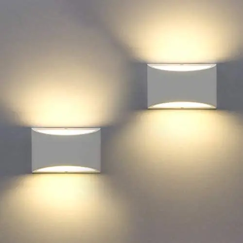 2 Pack Modern Wall Sconce, Sobrovo Indoor Wall Lights Uplighter Downlighter Gypsum Plaster Sconce Lighting with 2700K 7W G9 LED Bulbs for Bedroom Hallway Porch Corridor Stairs(Not Battery Operated)