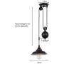 Rustic Pulley Pendant One Light Adjustable Height Industrial Pulley Lighting Retro Black Rustic Ceiling Hanging Light Indoor Island Lamp for Dining Living Room Kitchen Hallway Foyer Farmhouse