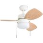 Honeywell Ceiling Fans 50600-01 Ocean Breeze Contemporary, 30” LED Frosted Light, Light Oak/Satin Nickel Finish Blades, White