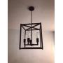 4-Light Industrial Metal Farmhouse Chandelier Black Lantern Pendant Light Hanging Light Fixture for Kitchen Island Living Room Foyer Dinning Room Bedroom