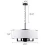 Loclgpm Modern Drum Chandelier Light, 6 Lights Metal Pendant Lighting with White Shade, Black Ceiling Lamp Fixture Hanging for Dining Room Bedroom Kitchen Island Bathroom Living Room Home