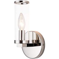 Brushed Nickel Wall Sconces Modern 1-Light Wall Mount Bathroom Vanity with Clear Glass by PAPAYA