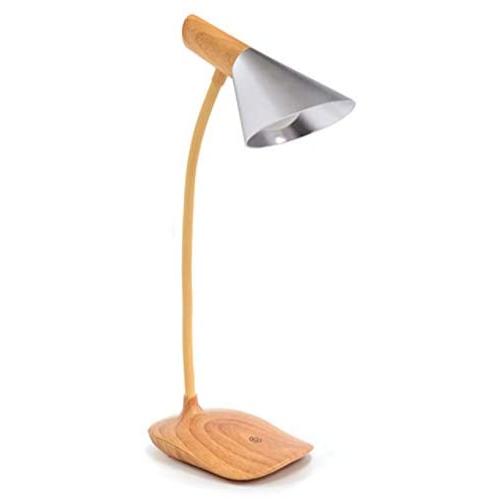 AFORTLO Battery Powered Operated Desk Lamp Light, Rechargeable Table Lamp,Nordic 3-Level Brightness Dimmable,Touch Control Dimmer,Cordless Lamp for Bed Reading,Studying,Office(Black or Silver)(Silver)