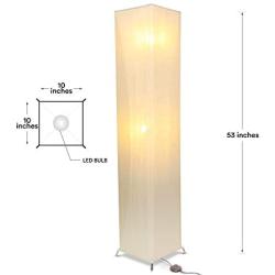 Brightech Horizon LED Floor Lamp for Living Rooms & Bedrooms – Mid Century Modern Minimalist, Ambient Light – Perfect for Beside The Bed or Office, Corner Lamp – Shimmering Beige Shade