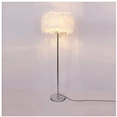 HGDD Feather Floor Lamp Modern Romantic Feather Standing Floor Lamp Bedside Reading Floor Lamp for Living Room Bedroom E27 (White, Pink, Purple) Chandeliers (Color : White)