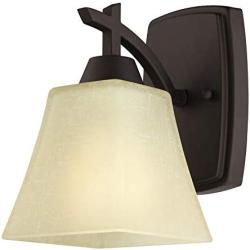 Westinghouse Lighting 6307300 Midori One-Light Indoor Wall Fixture, Finish Linen, Oil Rubbed Bronze - Amber Glass