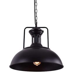 Lingkai Pendant Lighting Industrial Nautical Barn with Rustic Dome Bowl Shape Mounted Fixture Ceiling Lamp Chandelier (Black, 1 Light)