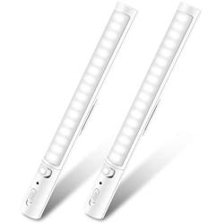 Under Cabinet Lighting,Wireless Led Closet Light Battery Powered Motion Sensor Light 21 LED Bulbs Magnetic Stick-on Night Light Bar for Stairway, Wardrobe, Kitchen, Hallway (2 Pack)