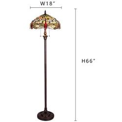 Capulina Hand-Crafted Tiffany Dragonfly Floor Pole Lamp, Tiffany Floor Lamps for Reading, Floor Lamps Tiffany Style Shade W18'', Stained Glass Floor Pole Lamps, Tiffany Standing Lamps (Tall: 70 inches)