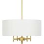 T&A Classic Brass 4-Light Chandelier with White Linen Drum Shade,18'' Pendant Light Lights for Foyer Dining Room Living Room