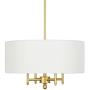 T&A Classic Brass 4-Light Chandelier with White Linen Drum Shade,18'' Pendant Light Lights for Foyer Dining Room Living Room