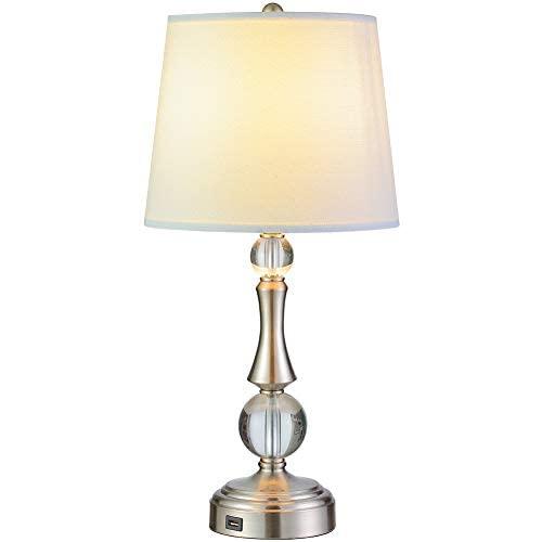 Touch Control USB Table Lamp, 3-Way Dimmable, Bedside Nightstand Lamp with USB Charging Ports, Fabric Shade Modern Lamp for Bedroom Living Room Guest Room