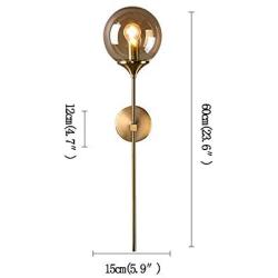 BOKT Glass Globe Mid Century Wall Sconce Wall Light Fixture Bedroom Lighting Nordic Living Room Background Wall Lamp Mirror Headlights(Amber)