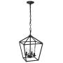Untrammelife 4-Light Black Lantern Pendant Light, Adjustable Height Square Cage Pendant Hanging Lighting Fixture 11’’ Rustic Lantern Chandelier for Dinning Room Kitchen Island Foyer
