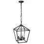 Untrammelife 4-Light Black Lantern Pendant Light, Adjustable Height Square Cage Pendant Hanging Lighting Fixture 11’’ Rustic Lantern Chandelier for Dinning Room Kitchen Island Foyer