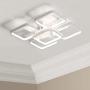 Leniure White Square LED Light Ceiling Lamp Chandelier Lighting Fixture 18'' Wide 18'' Deep 6'' High, Dimmiable