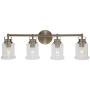 VINLUZ 4-Lights Farmhouse Bathroom Vanity Light Brushed Nickel Modern Wall Lighting with Clear Glass Shade Over Mirror, Modern Wall Sconce Light Fixtures for Living Room Bedroom Dining Room Hallway