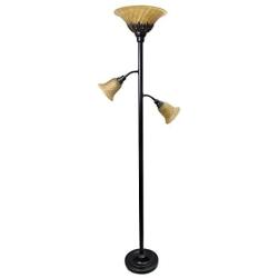 Elegant Designs LF2002-RBZ 3 Light Floor Lamp with Scalloped Glass Shades, 3.9, Restoration Bronze/Champagne