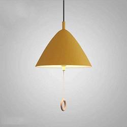 LAKIQ Kids Room Pendant Light Colorful Umbrella Shape with Pull Chain Modern Nordic Aluminum Hanging Ceiling Light for Bedroom Living Room Dining Room Kitchen Island(Yellow,10.5)