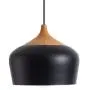 CHYING Modern Wood Pattern Dome Pendant Light, Lantern Simple Lighting with E26 40W Bulb Black Metal Shade Industrial Ceiling Light Fixture for Kitchen Island Dining Room Barn Living Room