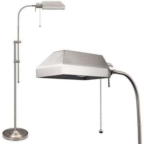 Kira Home Prescott 58'' Modern Adjustable Standing Pharmacy Floor Lamp | Brushed Nickel Finish, Includes 6W LED Bulb (60W eq.) Energy Efficient, Eco-Friendly, for Living Room Reading Bedroom Office