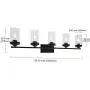 ELUZE 5-Light Bathroom Vanity Light, Industrial Wall Sconce Bathroom Lighting Black Bath Lighting with Clear Ribbed Glass ,Vintage Porch Wall Lamp for Mirror Kitchen Living Room Hallway Bedroom