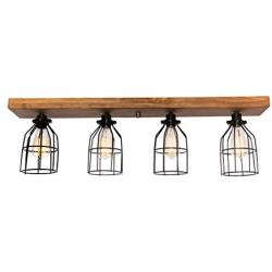 West Ninth Vintage Flush Wood Mount Ceiling Light - Perfect Indoor Farmhouse Home Decor with Metal Cages - Ideal for Your Dream Kitchen -Early American Stain