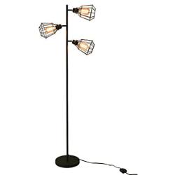 Barcley 3-Head Floor Lamp, 65 Inch Track Tree Lamp Fixture Vintage Industrial Style, E26 Lamp Holder, Modern Standing Lighting for Bedroom Reading Piano Room Black - Ship from US (Black)