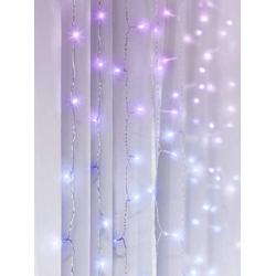 Merkury Innovations Curtain Lights, Cascading Battery-Operated LED Lighted Backdrop Curtain for Bedroom, Wedding, Decoration, or Christmas (Purple Ombre)