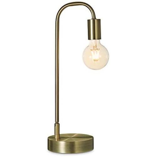 Keymit 3 Way Dimmable LED Edison Industrial Lamp, Matte Brass Bedside Lamp, Minimalist Table Lamp for Bedroom Living Room, Nightstand, Edison Warm Glow G80 8W 2200K LED Filament Bulb Included