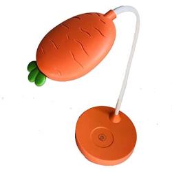 AFORTLO Battery Powered Operated Kids Desk Lamp Light, Rechargeable Children Table Lamp,Carrot 3 Color Dimmer,Stepless Brightness Dimmable,Touch Control Cordless Lamp for Bed Reading,Studying (Orange)