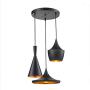 A Set of Tom Dixon Beat Bar Counter Ceiling Pendant Lights Dining Room Fixtures Industrial Loft Dining Room Balcony Pendant Lamp Fixtures Chandelier (ABC-Round Top-Black)