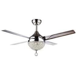 LUOLAX Modern Crystal Ceiling Fans with Light, Remote Control 3 Color Changes Chandelier Ceiling Fans Home Decorative Lamp for Living Room, Bedroom, Dining Room(44 Inch)