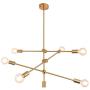 Sputnik Chandelier 6 Lights Modern Pendant Lighting Ceiling Light Fixture, Brass