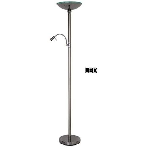 Artiva USA LED9488FRB Saturn II Torchiere Floor lamp with Reading Light, 71, Black Brushed Steel