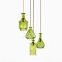 FL-61489GR American Simple Pendant Lights, Living Table Pendant Lamps, Green Glass Chandeliers with 4-Light, Retro Hanging Lamp for Dining Room, Bedroom (Green)