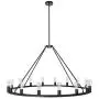 Sonoro Large 48 inch 16 Light Round Dining Room Industrial Chandelier | Black Rustic Kitchen Island Light Fixtures with LED Bulbs LL-CH5-48-5BLK